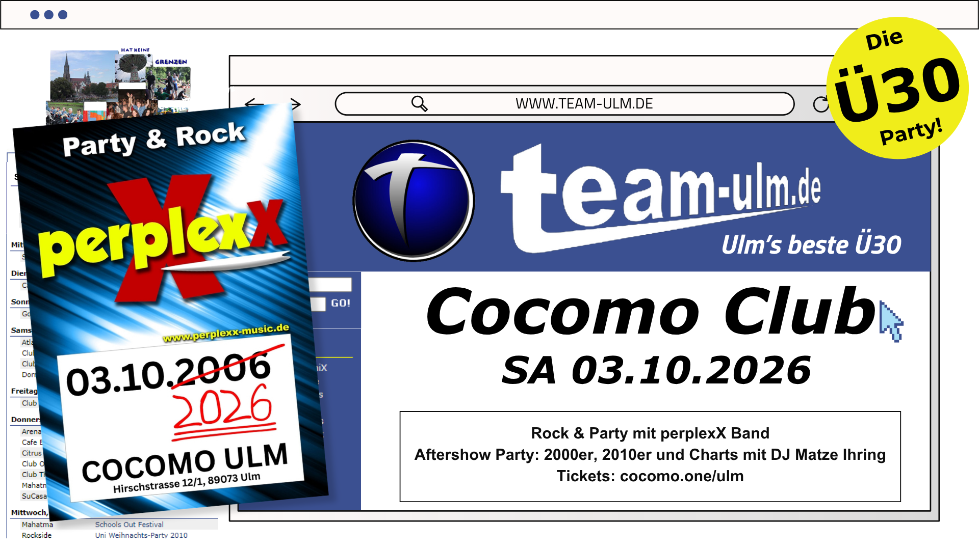 team-ulm Revival – die Ü30-Party mit perplexX live! im Cocomo Ulm